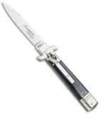 AKC Leverletto 7.75" Lever Lock Auto Italian Knife Dark Horn (3.25" Satin Flat)