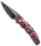 Pro-Tech TR-5 Skull Tactical Response Auto Knife Red Skulls (3.25" Damascus)