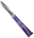 Hom Design Specter Evo Titanium Balisong Butterfly Knife Purple (4.4" Two-Tone)