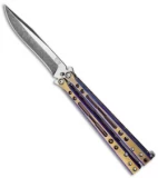 Hom Design Specter Evo Titanium Balisong Knife Purple Gold (4.4" Two-Tone)