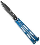 Bear OPS Bear Song IV Butterfly Knife Blue Raindrop (4.38" Black) B-400-AIBD