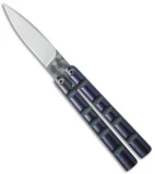Reese Weiland / Ron Miller Custom Balisong Ti Channel Purple Ano (3.25" Satin)