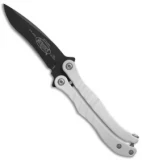 Microtech Metalmark Silver Aluminum Balisong Butterfly Knife (3.875" Black)