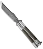 Chuck Gedraitis Knives Balisong #111 Titanium LSCF Knife (4.25" Damascus)