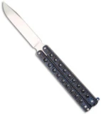 McAhron Custom Balisong Blue/Black G-10 Clip Point Butterfly Knife (4.38" Satin)