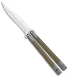 Biegler Bladeworks Custom Stinkfinger Balisong Knife Ti/Green G-10 (4.4" Satin)