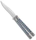 Biegler Bladeworks Custom Stinkfinger Balisong Knife Blue/Gray Ti (4.4" Satin) 2