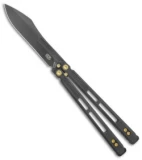 EOS Trident Balisong Butterfly Knife Black & Gold Ti (4.5" Black DLC)