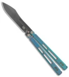 EOS Trident Balisong Butterfly Knife Antique Green Ti (4.5" Black DLC)