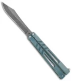 BRS Premium Channel Alpha Beast Balisong Butterfly Knife Blue Ti (4.5" Acid)CHAB