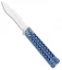 Biegler Bladeworks Custom Rockstyle Balisong Knife Blue Titanium (4.5" Satin)