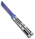 VMX Vallotton/Maverick Custom Balisong Knife Tuxedo Ti (4.25" Blued Damascus)