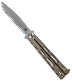 Hinderer Knives Nieves v2 Balisong Butterfly Knife Battle Bronze Ti (Working)