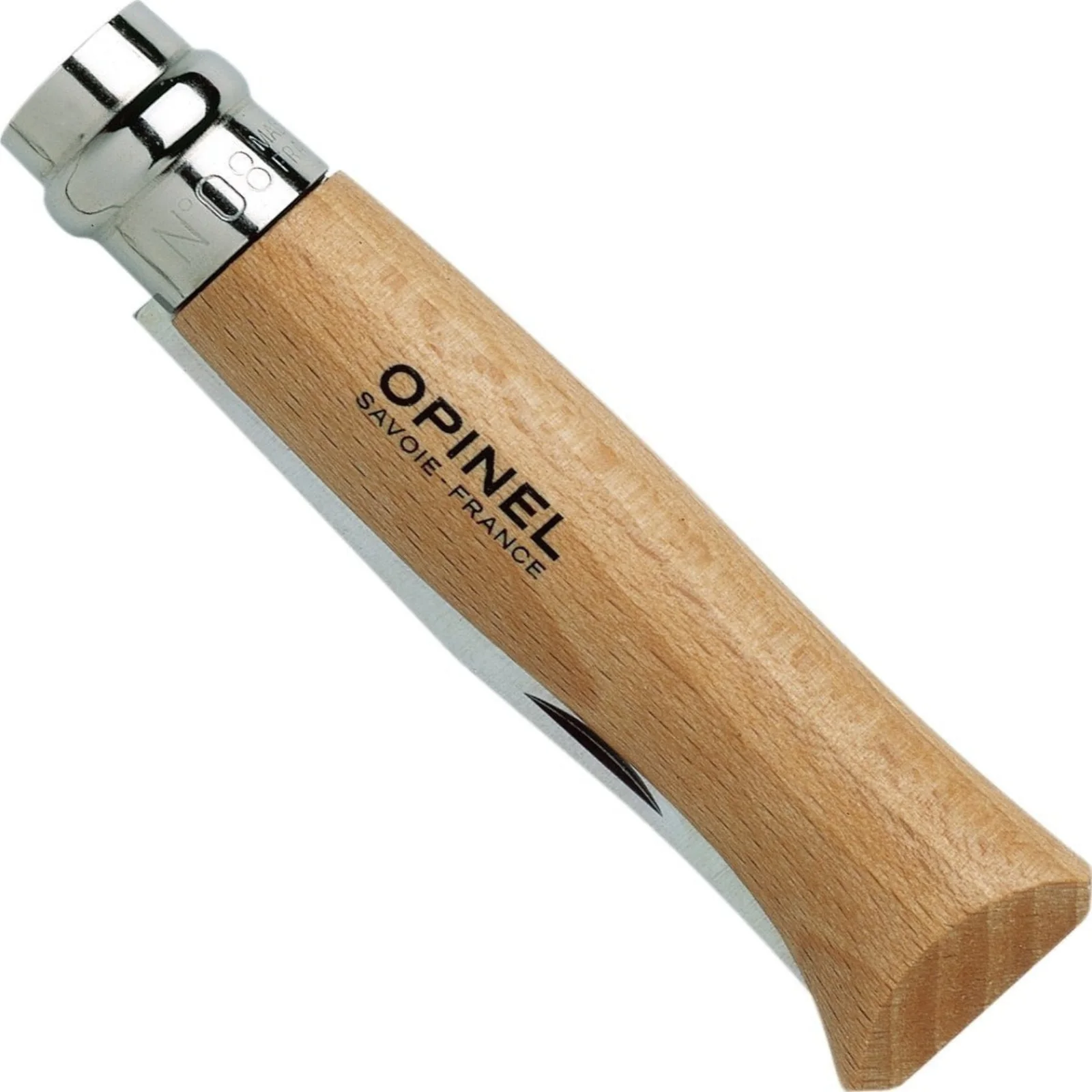 Close-up of an Opinel wooden handle
