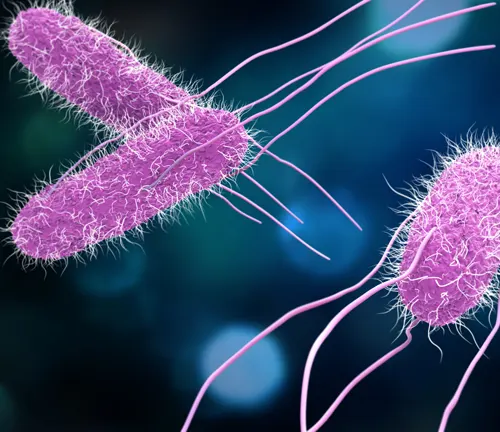 Digital illustration of salmonella bacteria